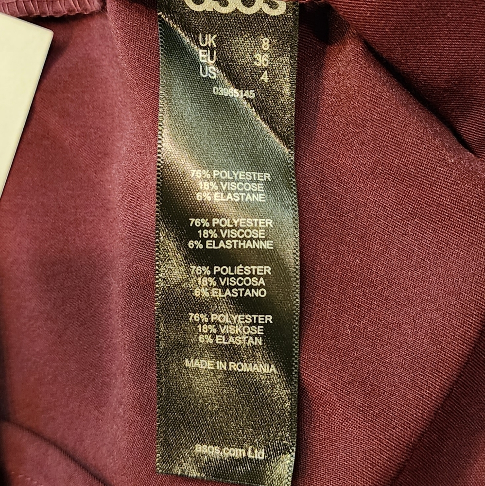NWT ASOS Womens Straight Skirt Wrap Scallop Wine 4 - Picture 7 of 10
